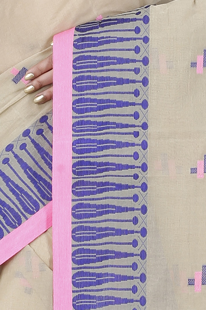 Grey Pure Cotton Simar Tant Saree (1040)